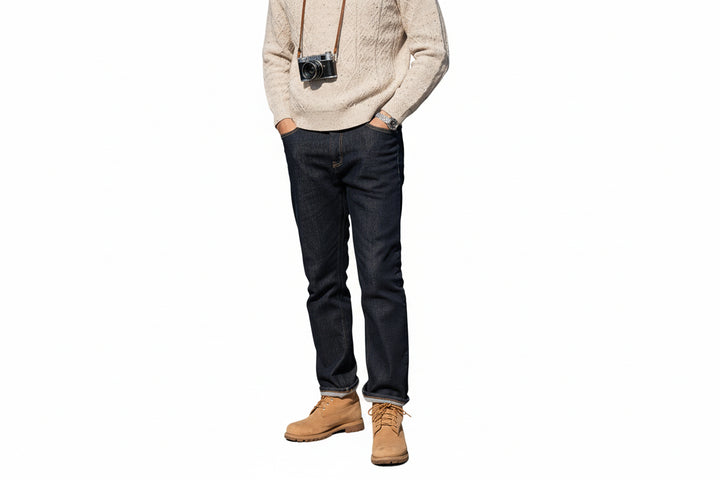 Heavyweight Fadeless Denim Jeans Men – Regular Fit Autumn Brushed Liner-HighTouch