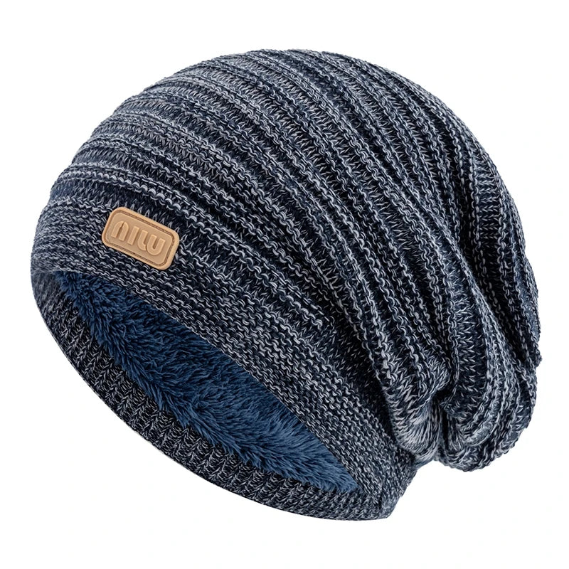 Unisex Striped Slouchy Winter Beanie-HighTouch