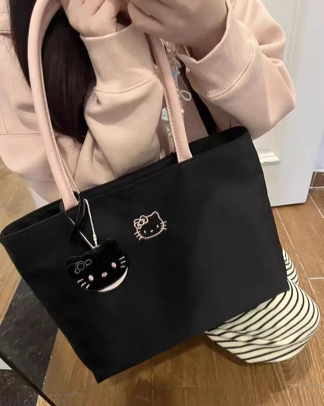 Hello Kitty Embroidered Crossbody – Large Capacity, Kawaii Daily Commuter Bag