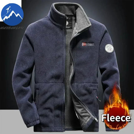 Men’s Thick Fleece Winter Jacket – Double-Pocket Hiking & Ski Outerwear