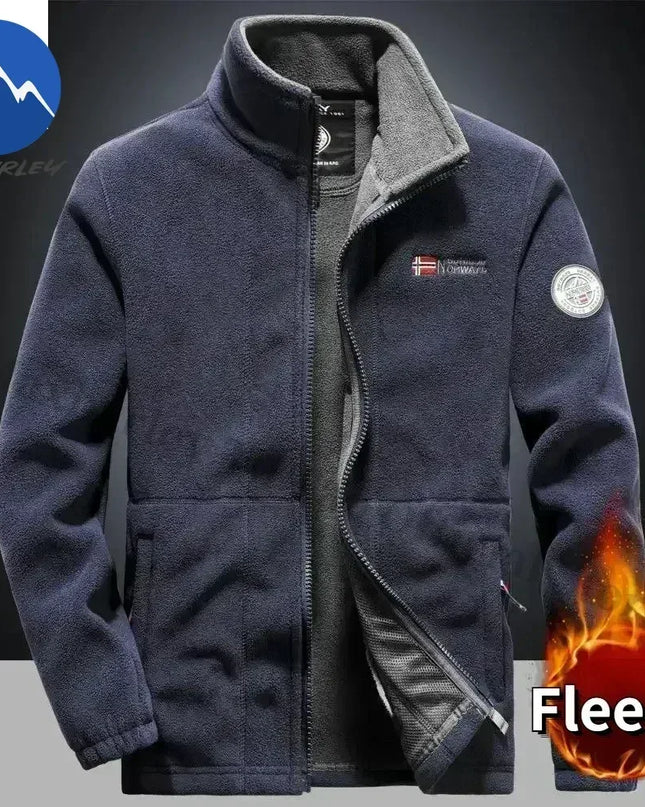 Men’s Thick Fleece Winter Jacket – Double-Pocket Hiking & Ski Outerwear