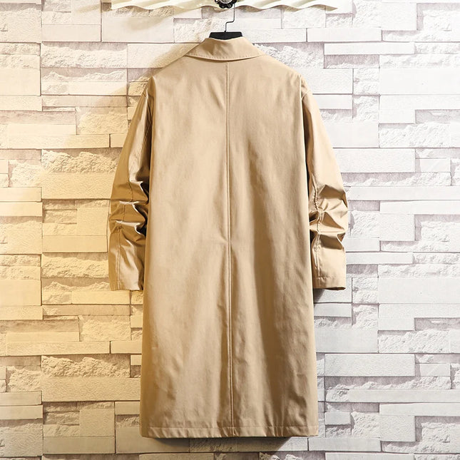 Oversized Monochrome Long Windbreaker Men's Jacket