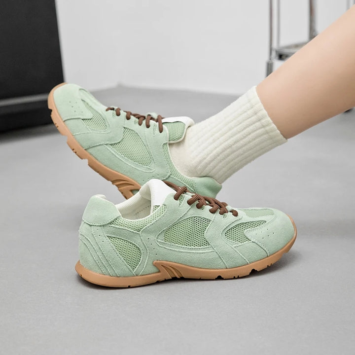 Women’s Genuine Leather Retro German Trainers Shoes-HighTouch
