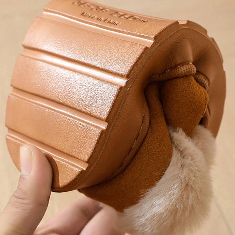 Anti-slip Thick Plush Snow Boots Women Faux Suede Platform Fur Winter Boots Woman Slip On Warm Cotton Padded Shoes