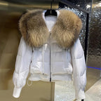 Short White Duck Down Parka Women-HighTouch