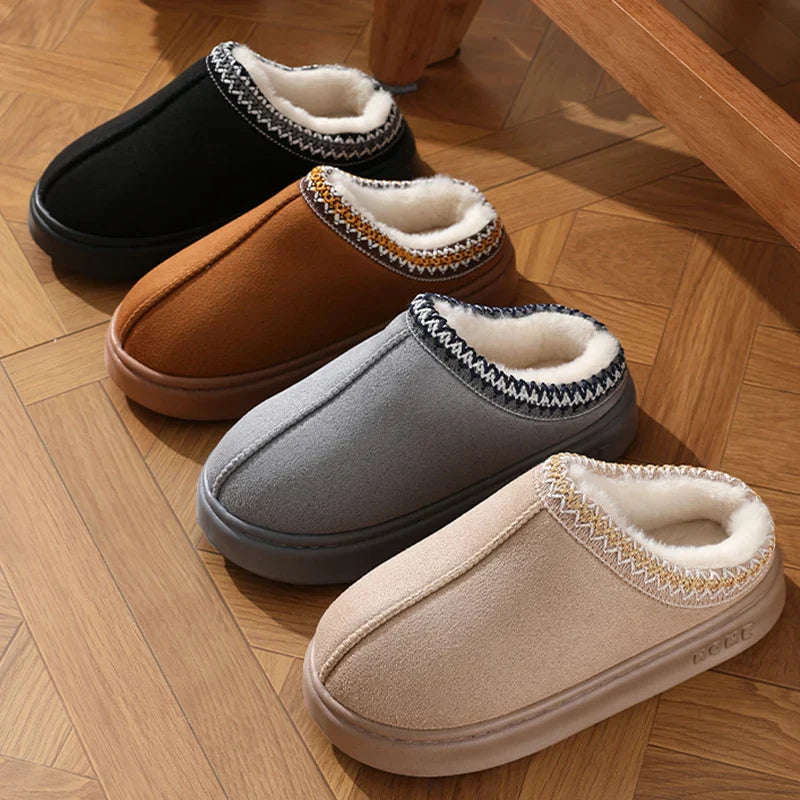 New Fluffy Slippers Women House Flats Fashion Plush Winter Designer Shoes-HighTouch