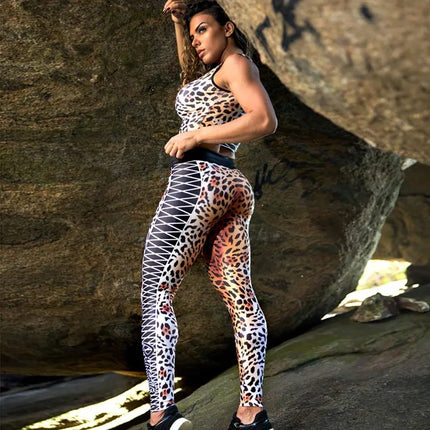 High-Waist Leopard-Stripe 3D Print Leggings – Butt-Lifting