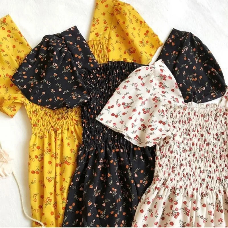 Floral Chiffon Midi Dress-HighTouch