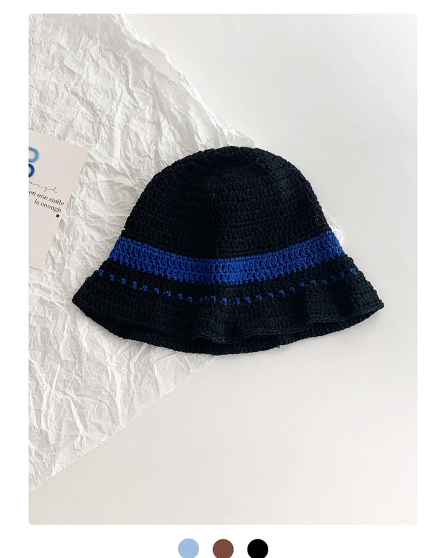 Women's Contrast Striped Knitted Fisherman Bucket Hat