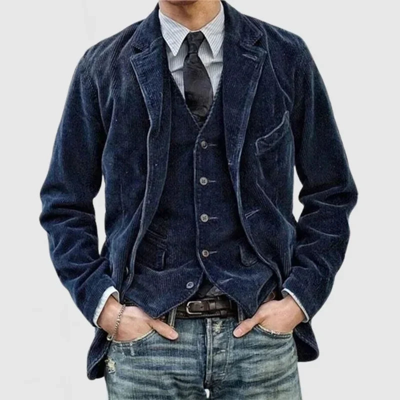 Corduroy Shoulder-Pad Jacket Men-HighTouch