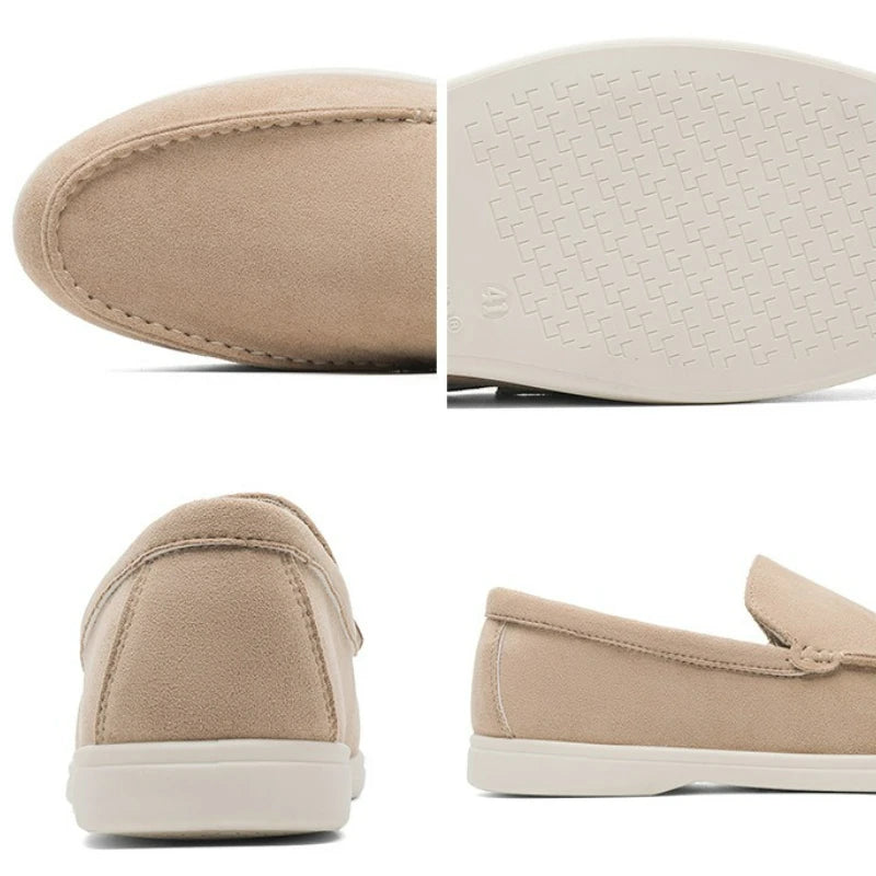 Men’s Suede & Leather Slip-On Loafers-HighTouch