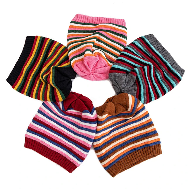 Stripes Knitted Slouchy Winter Beanie for Women