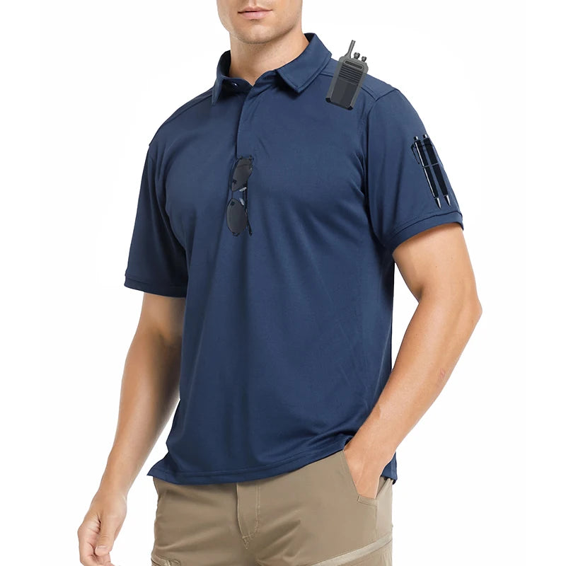 Men’s Short Sleeve Tactical Polo – Lightweight Performance & Outdoor Utility Shirt