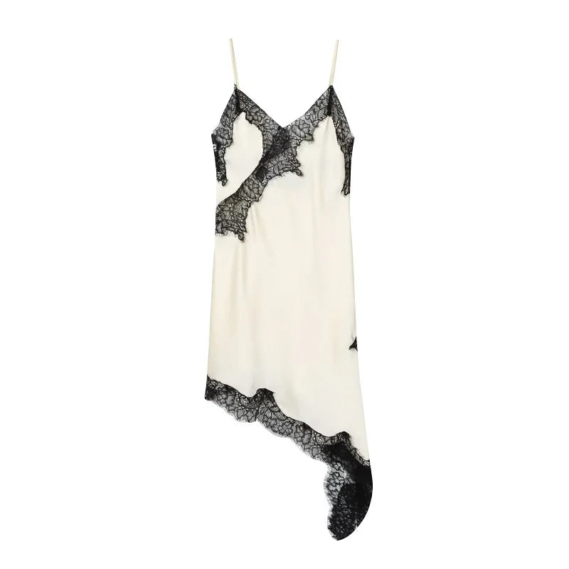 Women’s Satin Backless Mini Dress – Sexy Lace Slip Party Dress-HighTouch