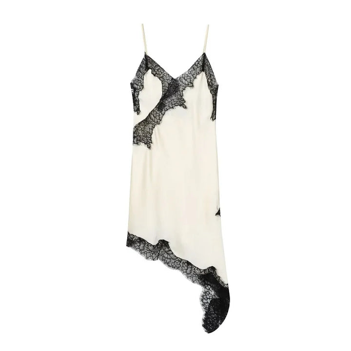 Women’s Satin Backless Mini Dress – Sexy Lace Slip Party Dress-HighTouch