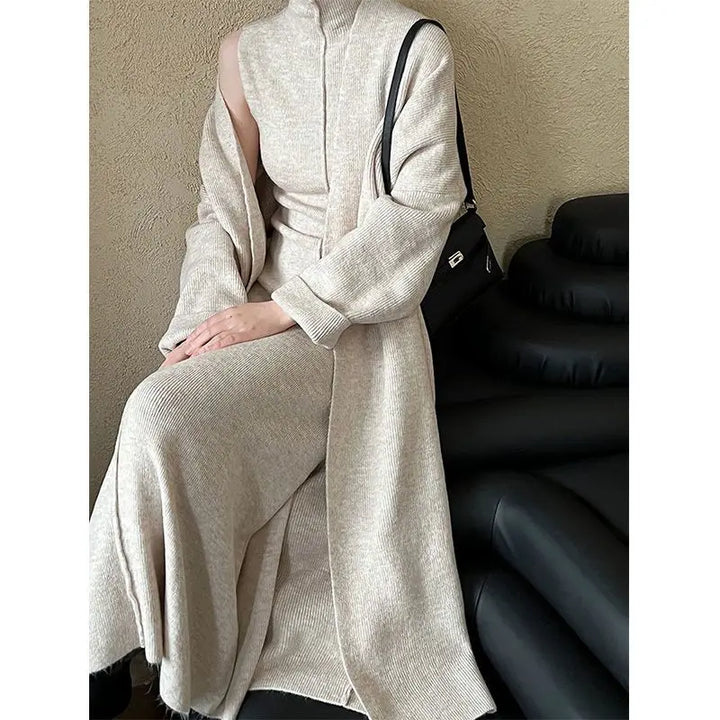 Women’s Knit Dress & Long Cardigan Set-HighTouch