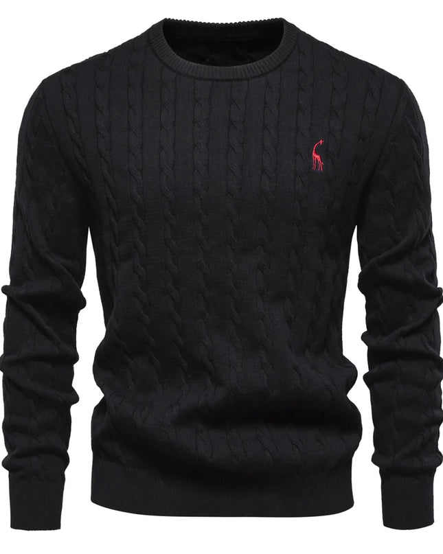 Men's Giraffe Embroidered Cotton Sweater – Unique & Comfortable