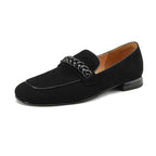 Cowhide Leather Square-Toe Women’s Loafers-HighTouch