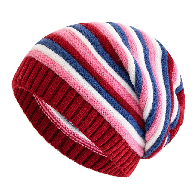 Stripes Knitted Slouchy Winter Beanie for Women