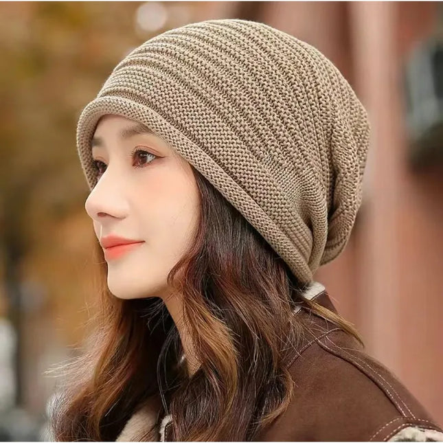 Women & Men Autumn Winter Knitted Wool Roll‑Brim Beanie