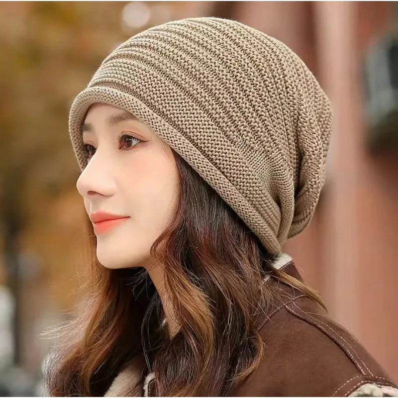 Women & Men Autumn Winter Knitted Wool Roll‑Brim Beanie-HighTouch