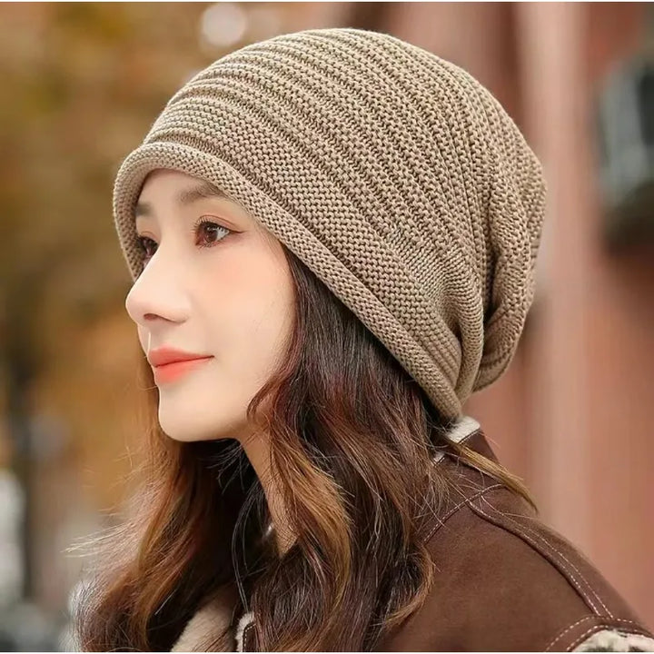 Women & Men Autumn Winter Knitted Wool Roll‑Brim Beanie-HighTouch