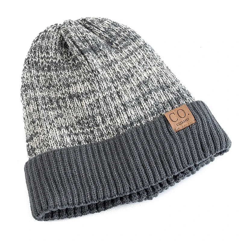 Unisex Two-Tone Fur-Lined Knit Beanie