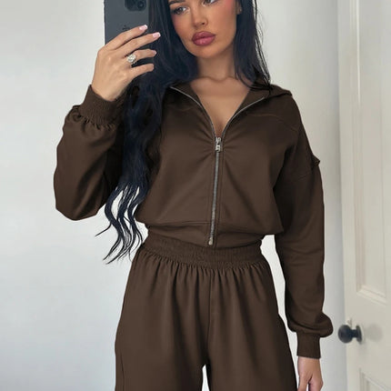 Women’s Panel-Stripe Hoodie & Wide-Leg Tracksuit Set – Sporty Retro Comfort