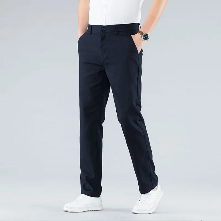 Ultra-Thin Breathable Cotton-Linen Straight Trousers-HighTouch