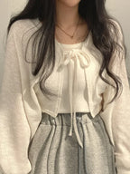 Breathable Lace‑Up Lantern Sleeve Cardigan – Summer Sunscreen Shawl-HighTouch