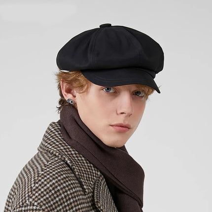 Vintage Cotton Beret / Octagonal Newsboy Cap – Unisex Adjustable