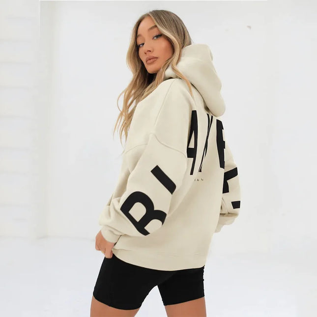 European American Fashion Printed Thick Loose Hoodie