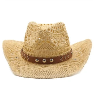 Bohemian Straw Cowboy Sun Hat – Wooden Beads
