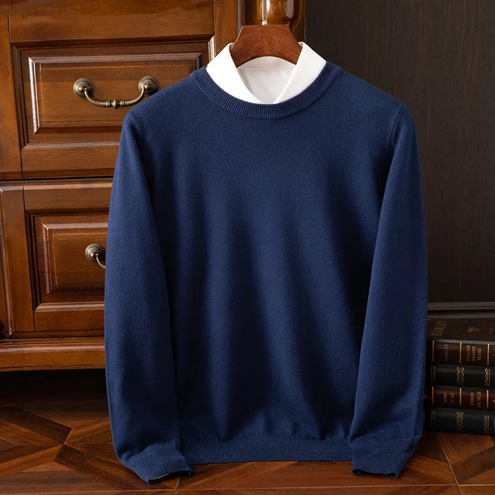 Men’s Merino Wool Sweater Premium Long Sleeve Knit Pullover-HighTouch