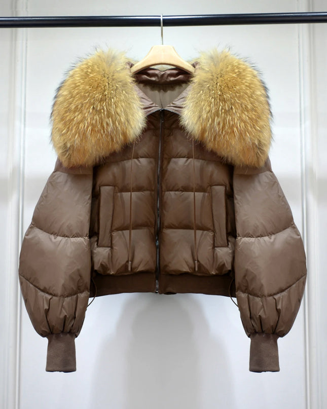 Short White Duck Down Parka Women