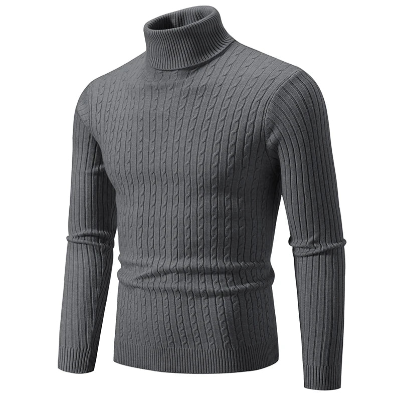 Men’s High-Neck Knitted Pullover Sweater