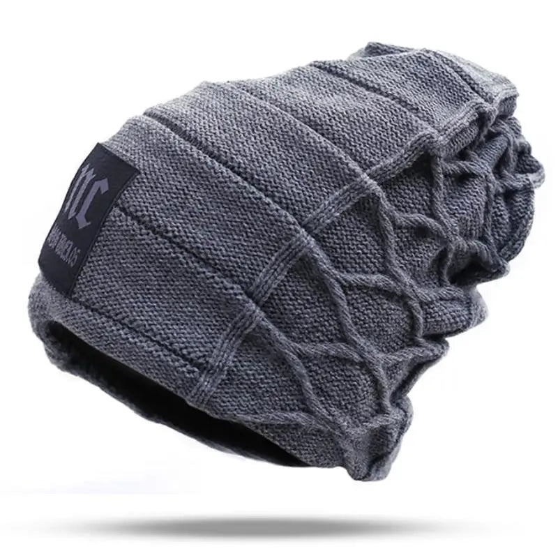 NC Letter Fur-Lined Unisex Knitted Winter Beanie-HighTouch