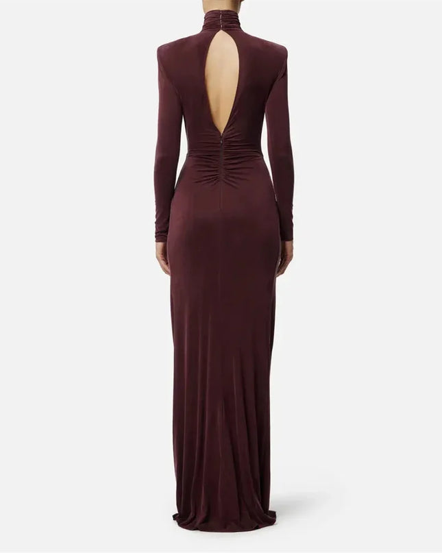 Custom High-Neck Mermaid Evening Gown | Long Sleeve, Elegant Fit