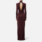 Women’s High Neck Mermaid Evening Gown Long Sleeve Elegant Dress-HighTouch