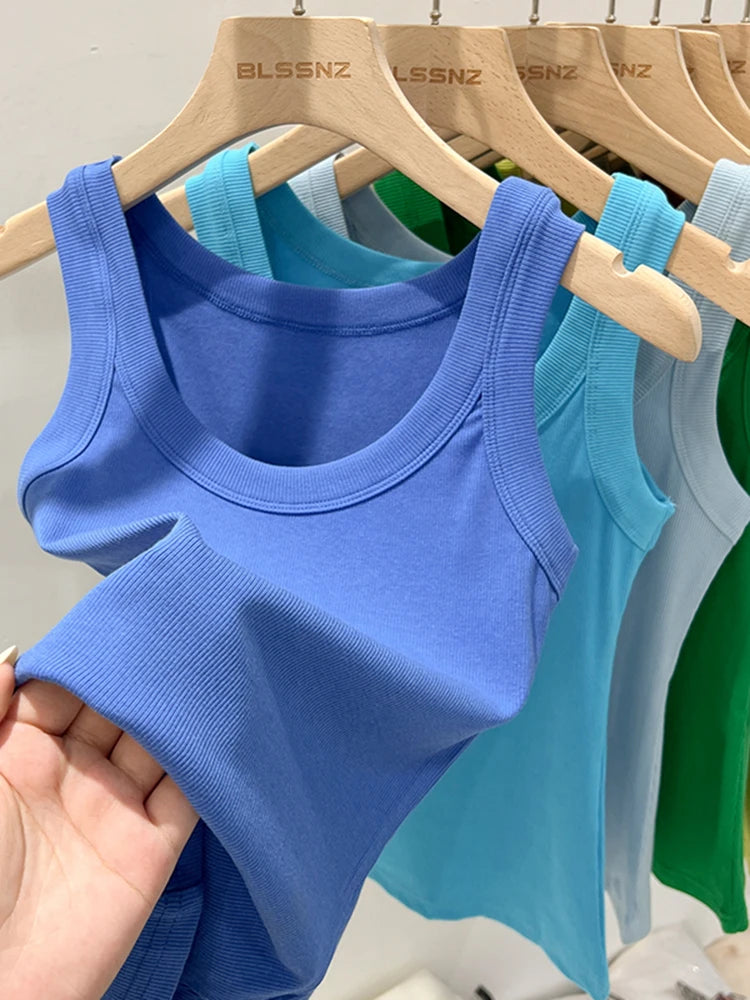 Ribbed Tank Top for Women – Stretch Fit Summer Camisole-HighTouch
