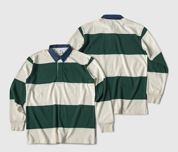 Vintage Campus Striped Button-Down Polo Tee – Ivy Prep Long Sleeve