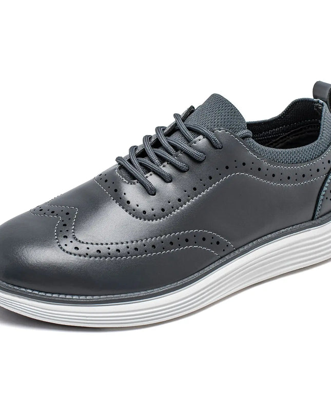 Men’s Busin Casual Leather Wingtip Sneakers