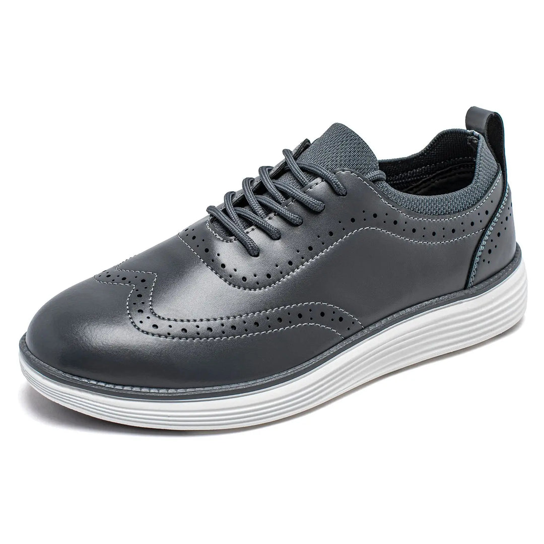 Men’s Busin Casual Leather Wingtip Sneakers-HighTouch
