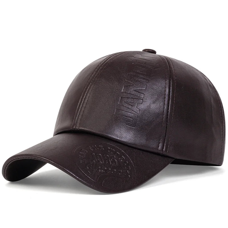 Vintage Cowhide Leather Baseball Cap – Unisex Adjustable Military Style-HighTouch