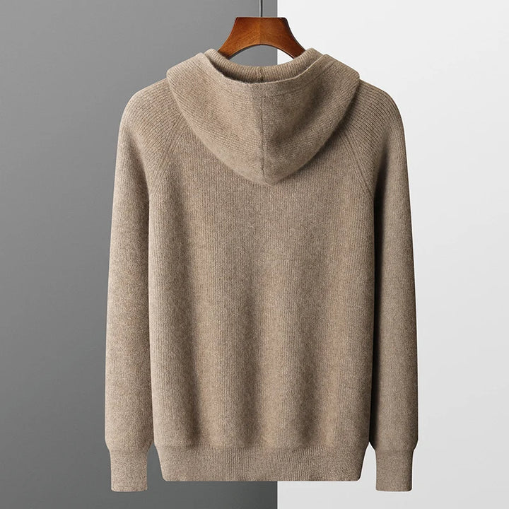 Wool Zip Hoodie Cardigan Men ‒ Thick Knit Autumn/Winter Zip Jacket-HighTouch