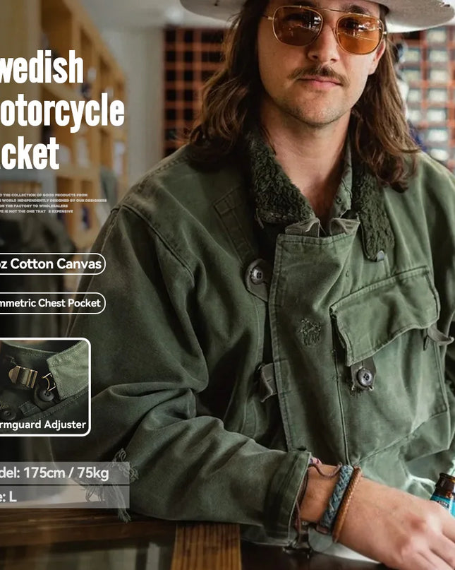 16oz Waxed Canvas Moto Jacket Men