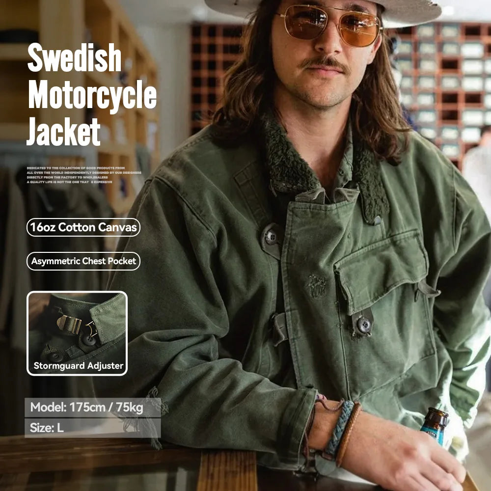 16oz Waxed Canvas Moto Jacket Men