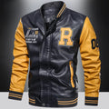 Premium Men’s Color‑Block PU Motorcycle / Pilot Jacket-HighTouch