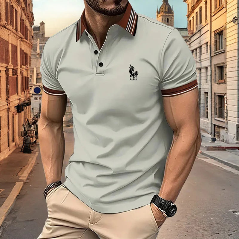 Lightweight Men’s Summer Polo – Breathable, Button-Collar Casual Top