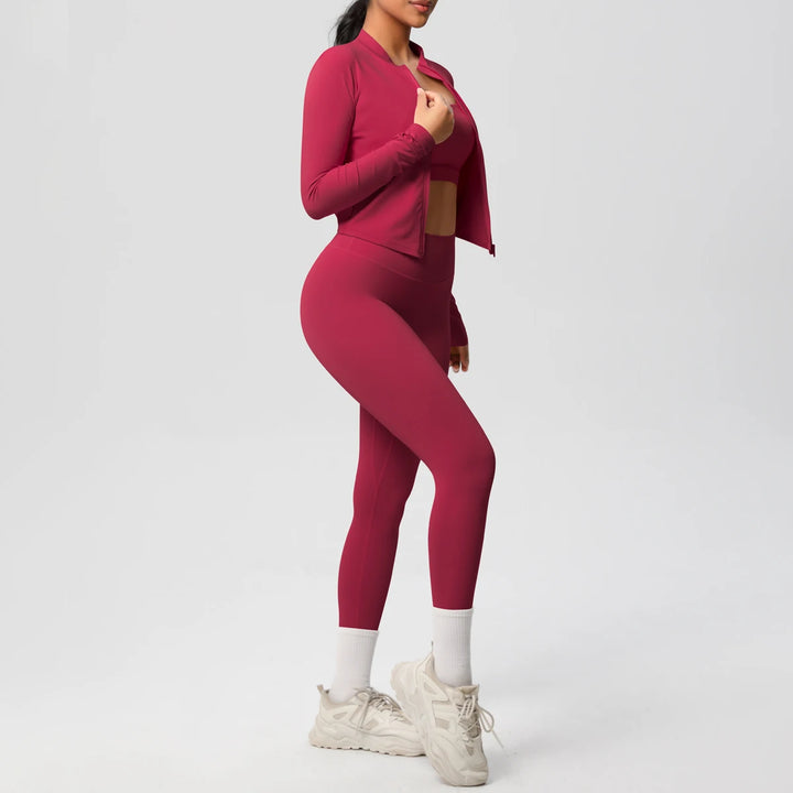 Women Gym Set 3 Piece Workout Outfit Fitness Activewear-HighTouch